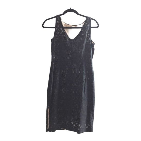 Esprit De Corp Black Tan Perforated Sleeveless Dress 5/6 - Picture 2 of 7